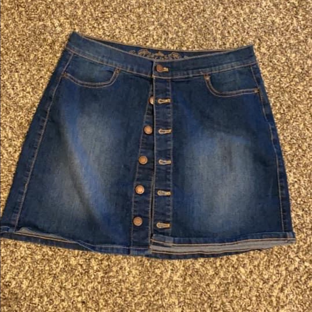 Denim button down skirt